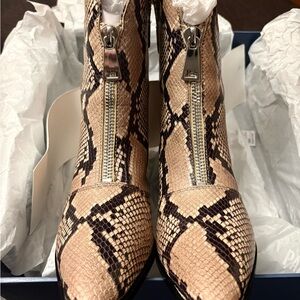 PAIGE Snake Print Ankle Boots with Zipper